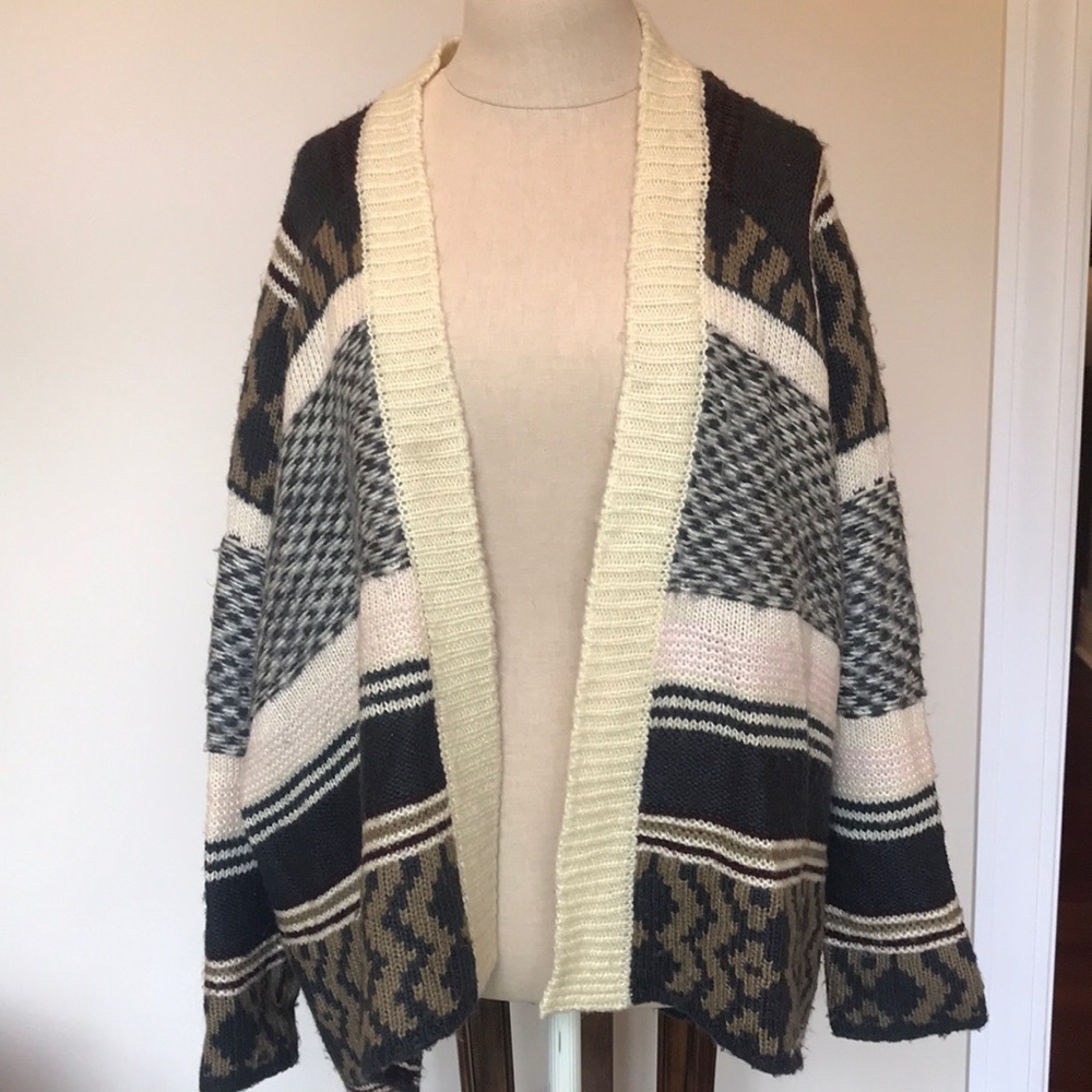 Multi-Colored Oversized Open Sweater - image 1